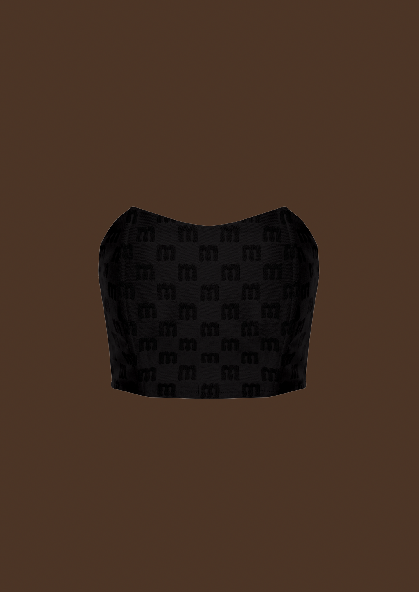 MONOGRAM JACQUARD Bandeau Bra Top - Black